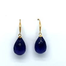 Load image into Gallery viewer, Amethyst Briolette Drop and 18 Carat Yellow Gold Earrings