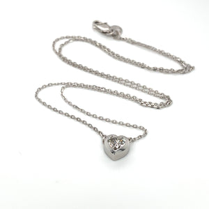 Bezel Set 0.72 Carat Heart Shaped Diamond Necklace
