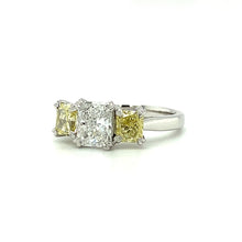Load image into Gallery viewer, 2.02 Carat Fancy Yellow and White Diamond 18 Carat White Gold Engagement Ring