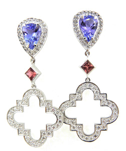 Tanzanite Diamond and Pink Sapphire Du Maroc Earrings