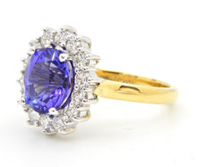 Load image into Gallery viewer, 2.93 Carat Oval Cut Tanzanite Diamond Handmade 18 Carat Gold Cocktail Ring
