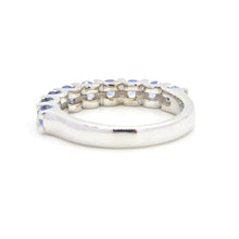 Load image into Gallery viewer, Blue Sapphire Half Eternity Band 18 Carat White Gold Ring