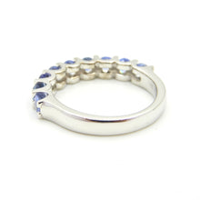 Load image into Gallery viewer, Blue Sapphire Half Eternity Band 18 Carat White Gold Ring