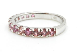 0.74 Carat Pink Sapphire and 18 Carat White Gold Bella Donna Wedding Ring