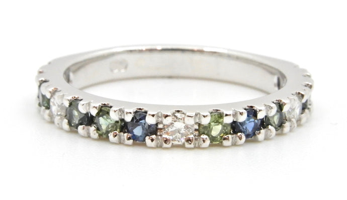0.63 Carat Parti Sapphire and Diamond Wedding Ring