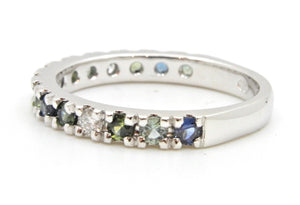 0.63 Carat Parti Sapphire and Diamond Wedding Ring