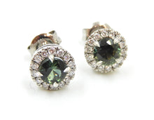 Load image into Gallery viewer, Diamond and Parti Sapphire 18 Carat White Gold Stud Earrings