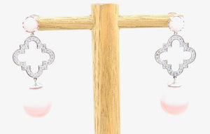 Peruvian Pink Opal and Diamond Du Maroc Earrings