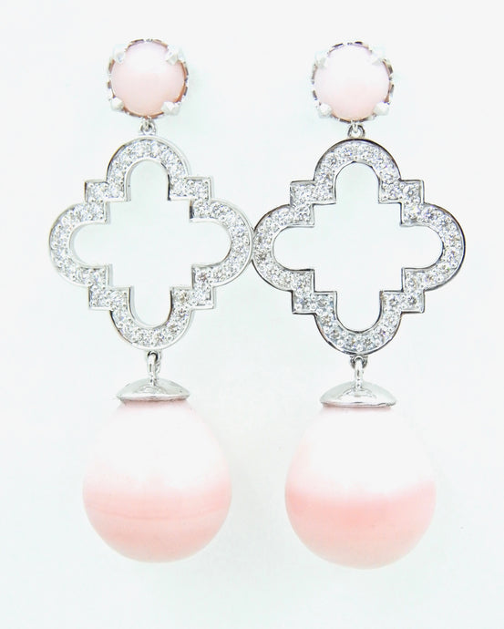 Peruvian Pink Opal and Diamond Du Maroc Earrings