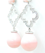 Load image into Gallery viewer, Peruvian Pink Opal and Diamond Du Maroc Earrings