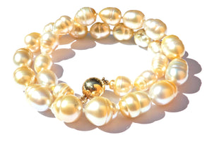 Graduated Golden South Sea Pearl and 9 Carat Yellow Gold Necklace