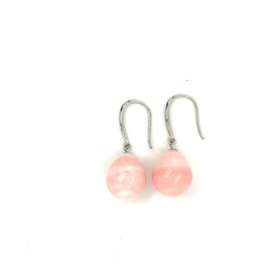 Peruvian Pink Opal and Sterling Silver Drop Earrings