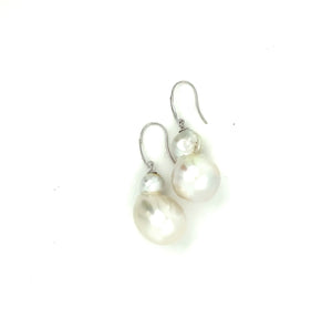 Baroque South Sea Pearl and 18 Carat White Gold Earrings