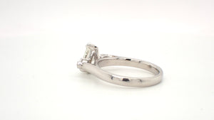 Antique Cut Pear Diamond Platinum Engagement Ring