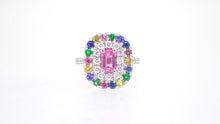 Load image into Gallery viewer, Rainbow Sapphire Diamond Garnet Platinum Cocktail Ring