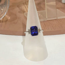 Load image into Gallery viewer, 2.58 Carat Emerald Cut Tanzanite and Diamond Handmade 18 Carat White Gold Ring