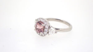 1.95 Carat Pink Tourmaline Diamond Platinum Engagement Ring